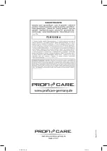 Предварительный просмотр 66 страницы Profi Care PC-BS 3035 A Instruction Manual