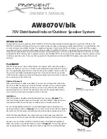 Proficient Audio Systems AW8070V/blk Owner'S Manual preview