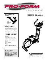 Preview for 1 page of ProForm 1150 Rxw Manual