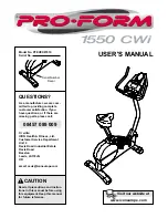 ProForm 1550cwi User Manual предпросмотр