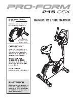 Preview for 1 page of ProForm 215 Csx Bike (French) Manuel De L'Utilisateur