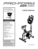 ProForm 225 CSX User Manual предпросмотр