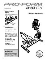 Предварительный просмотр 1 страницы ProForm 310 Cx Bike Manual