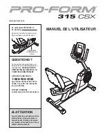 Preview for 1 page of ProForm 315 Csx Bike (French) Manuel De L'Utilisateur