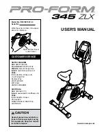 ProForm 345 Zlx Bike User Manual preview