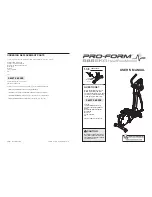 Preview for 1 page of ProForm 585 Ekg Elliptical User Manual