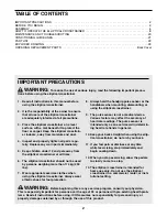 Preview for 2 page of ProForm 605 Hr Elliptical User Manual