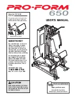 ProForm 650 Cardio Cross Trainer Elliptical User Manual preview