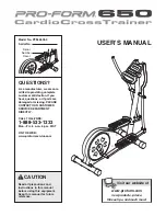 ProForm Cardio Crosstrainer 650 User Manual preview