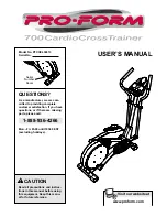 ProForm CardioCross Trainer 700 User Manual preview