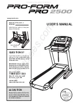 Предварительный просмотр 1 страницы ProForm PRO 2500 PFTL14011.0 User Manual