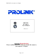 Предварительный просмотр 1 страницы PROLiNK PC camera User Manual