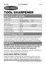 Preview for 2 page of PROPOINT TOOL SHARPENER User Manual