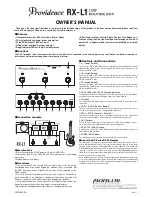 Preview for 1 page of Providence RX-L1 Owner'S Manual