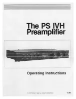 Предварительный просмотр 1 страницы PS Audio PS IVH Operating Instructions Manual