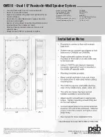 Предварительный просмотр 2 страницы PSB CustomSound CWS10 Specifications