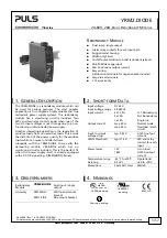 Предварительный просмотр 1 страницы Puls Dimension Y Series Manual