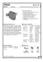 Предварительный просмотр 1 страницы Puls MiniLine MLY-Series Manual