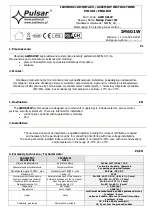 Pulsar AWO 601W Assembly Instructions предпросмотр