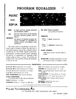 Предварительный просмотр 1 страницы Pultec EQP-1A Manual