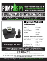 Preview for 1 page of PumpSpy PS1000 Installation And Operating Instructions Manual