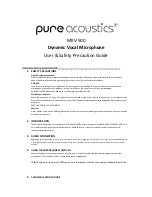 Pure Acoustics MKV-500 User & Safety Precaution Manual preview