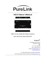 Preview for 1 page of PureLink HCE III Owner'S Manual