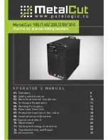 Purelogic MetalCut 100 Operator'S Manual preview