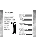 Предварительный просмотр 2 страницы PurePro Professional air purifier Owner'S Manual