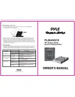 PYLE Audio PLBASS10 Owner'S Manual preview