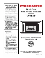 Preview for 1 page of pyromaster UVHB10 Homeowner'S Installation And Operating Manual