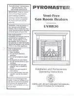 pyromaster UVHB26 Installation And Homeowners Operating Instructions preview