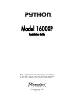 Предварительный просмотр 1 страницы Python 1600XP Installation Manual