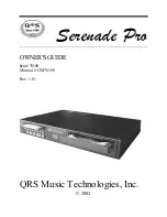 Preview for 1 page of QRS Music Technologies ATP-2 Serenade Pro Owner'S Manual