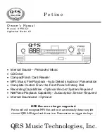 QRS Music Technologies Petine Owner'S Manual preview