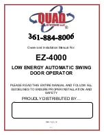 Preview for 1 page of QUAD EZ-4000 Owners And Installation Manual