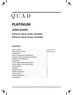 Preview for 3 page of QUAD Platinum Series Owner'S Manual