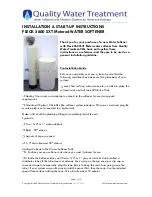 Quality Water Treatment Fleck 5600 SXT Installation Instructions Manual preview