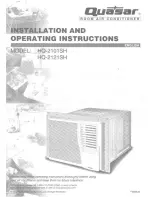 Quasar HQ-2101SH Installation And Operating Instructions Manual preview