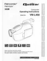 Quasar Palmcorder VM-L450 User Manual preview