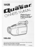 Quasar Palmcorder VM-L458 User Manual preview