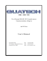 Quatech Asynchronous Communications Adapter DSC-200/300 User Manual preview