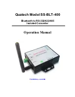 Preview for 1 page of Quatech SS-BLT-400 Operation Manual