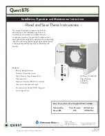 Preview for 1 page of Quest Engineering 876 Installation, Operation And Maintenance Instructions