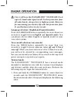 Preview for 14 page of RadarHAWK RadarHAWK Traveller II Operation Manual