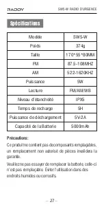 Предварительный просмотр 33 страницы Raddy SW5-W User Manual