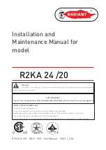 Radiant R2KA 24 /20 Installation And Maintenance Manual preview