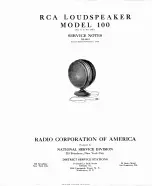 Radio Corporation Of America 100 Service Notes preview