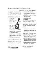 Preview for 1 page of Radio Shack 12-Second Voice Memo Keychain Recorder Owner'S Manual