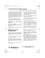 Radio Shack 2.4 GHz Wireless Add-On Camera Owner'S Manual preview